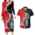New Zealand Aotearoa Couples Matching Long Sleeve Bodycon Dress and Hawaiian Shirt Kiwi Fern Maori Pattern Red Version