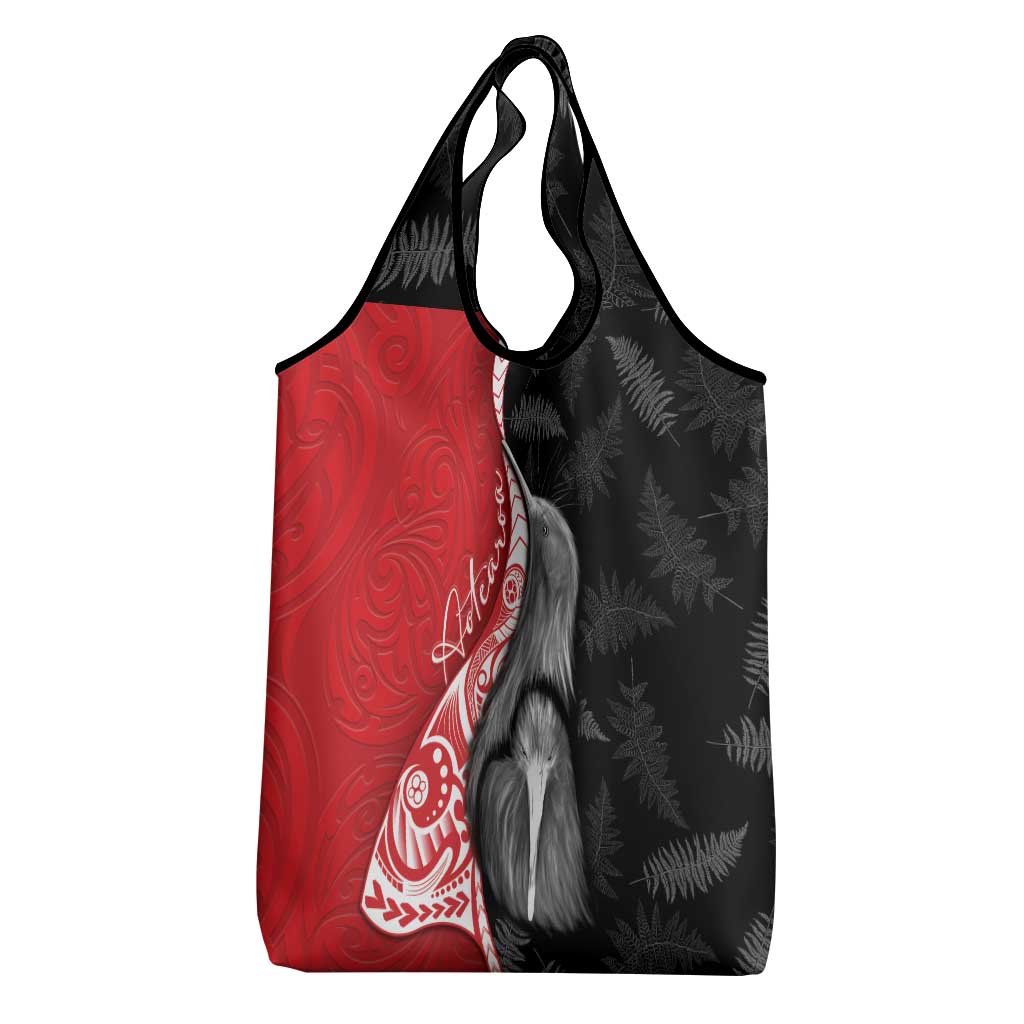 New Zealand Aotearoa Grocery Bag Kiwi Fern Maori Pattern Red Version LT05 - Polynesian Pride
