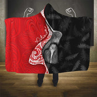 New Zealand Aotearoa Hooded Blanket Kiwi Fern Maori Pattern Red Version