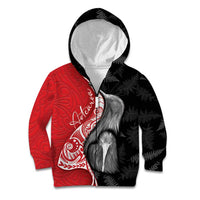 New Zealand Aotearoa Kid Hoodie Kiwi Fern Maori Pattern Red Version