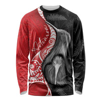 New Zealand Aotearoa Long Sleeve Shirt Kiwi Fern Maori Pattern Red Version LT05 Unisex Red - Polynesian Pride