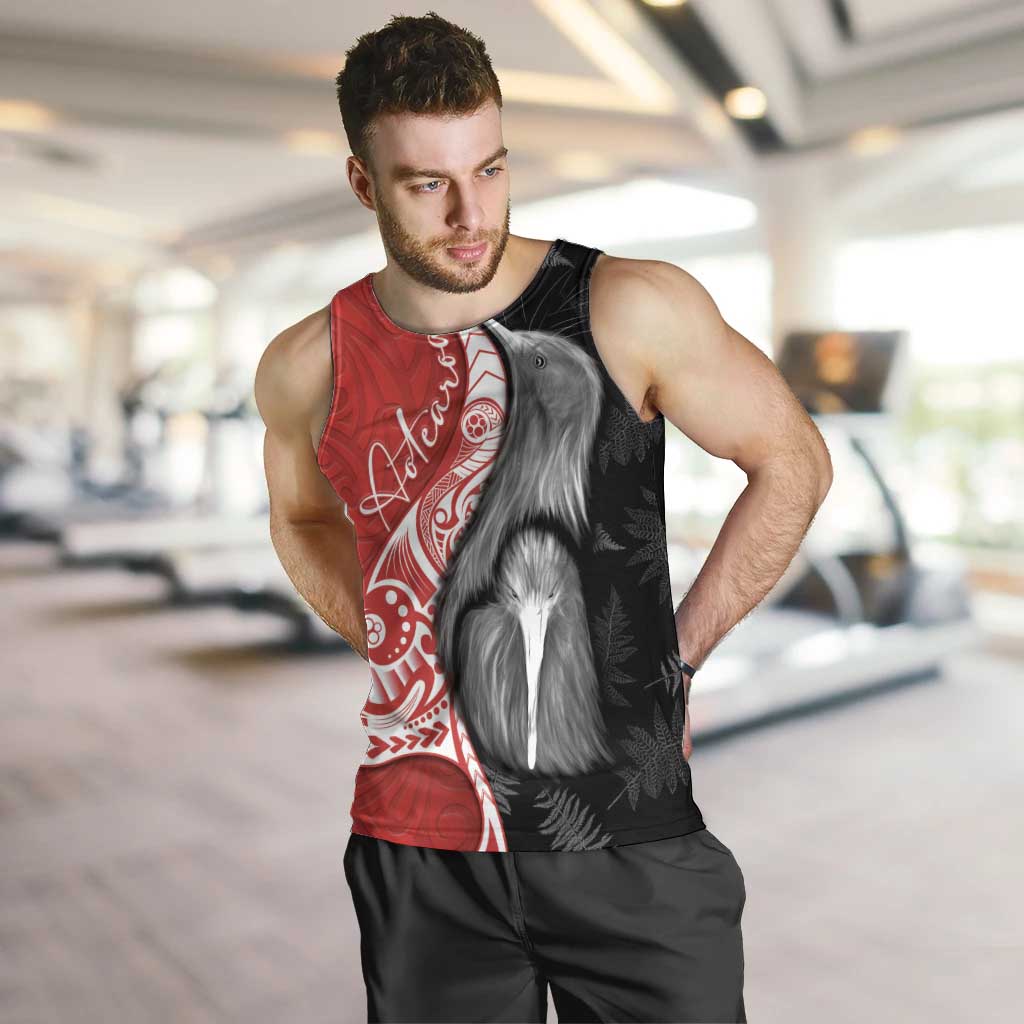 New Zealand Aotearoa Men Tank Top Kiwi Fern Maori Pattern Red Version LT05 Red - Polynesian Pride