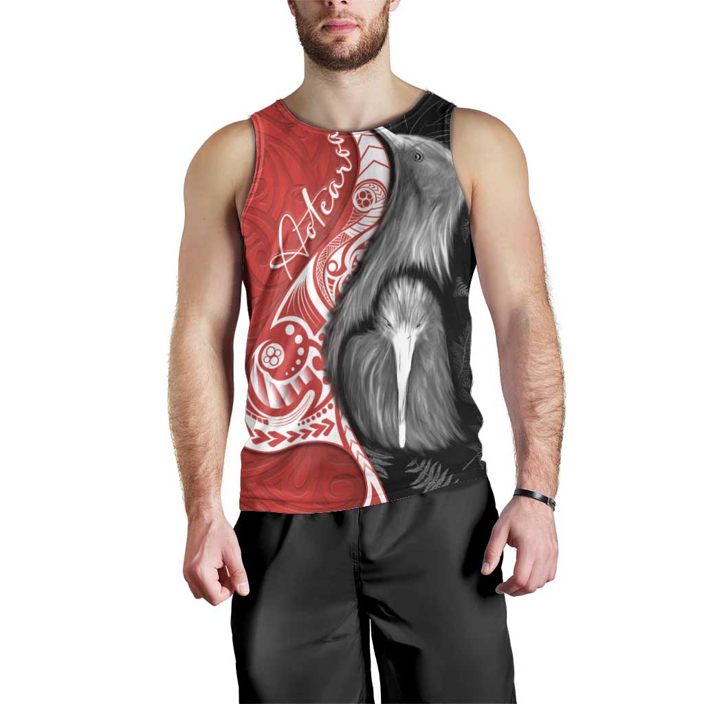 New Zealand Aotearoa Men Tank Top Kiwi Fern Maori Pattern Red Version LT05 - Polynesian Pride