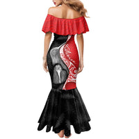 New Zealand Aotearoa Mermaid Dress Kiwi Fern Maori Pattern Red Version