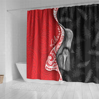 New Zealand Aotearoa Shower Curtain Kiwi Fern Maori Pattern Red Version