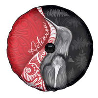 New Zealand Aotearoa Spare Tire Cover Kiwi Fern Maori Pattern Red Version
