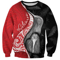 New Zealand Aotearoa Sweatshirt Kiwi Fern Maori Pattern Red Version LT05 Unisex Red - Polynesian Pride