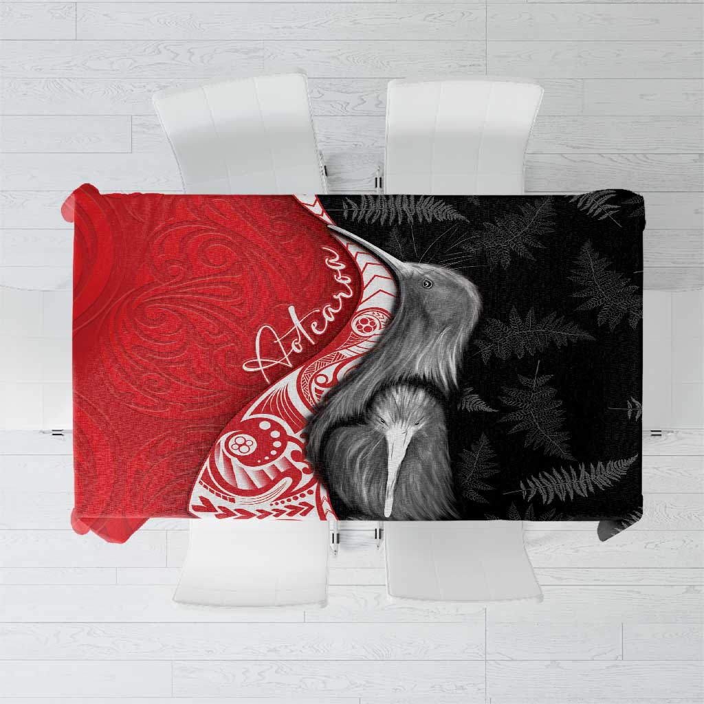 New Zealand Aotearoa Tablecloth Kiwi Fern Maori Pattern Red Version LT05 Red - Polynesian Pride