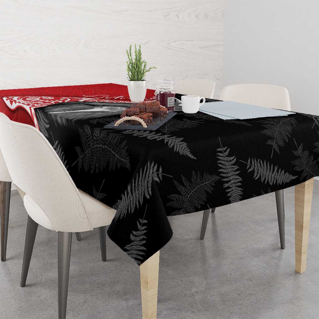 New Zealand Aotearoa Tablecloth Kiwi Fern Maori Pattern Red Version LT05 - Polynesian Pride