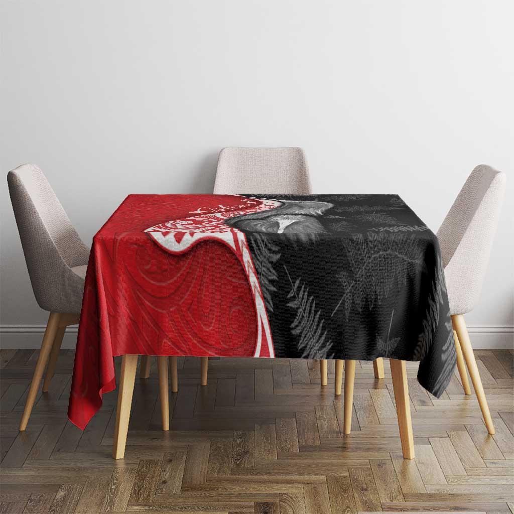 New Zealand Aotearoa Tablecloth Kiwi Fern Maori Pattern Red Version LT05 - Polynesian Pride