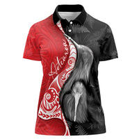 New Zealand Aotearoa Women Polo Shirt Kiwi Fern Maori Pattern Red Version