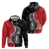 New Zealand Aotearoa Zip Hoodie Kiwi Fern Maori Pattern Red Version