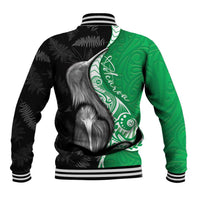 New Zealand Aotearoa Baseball Jacket Kiwi Fern Maori Pattern Green Version LT05 - Polynesian Pride