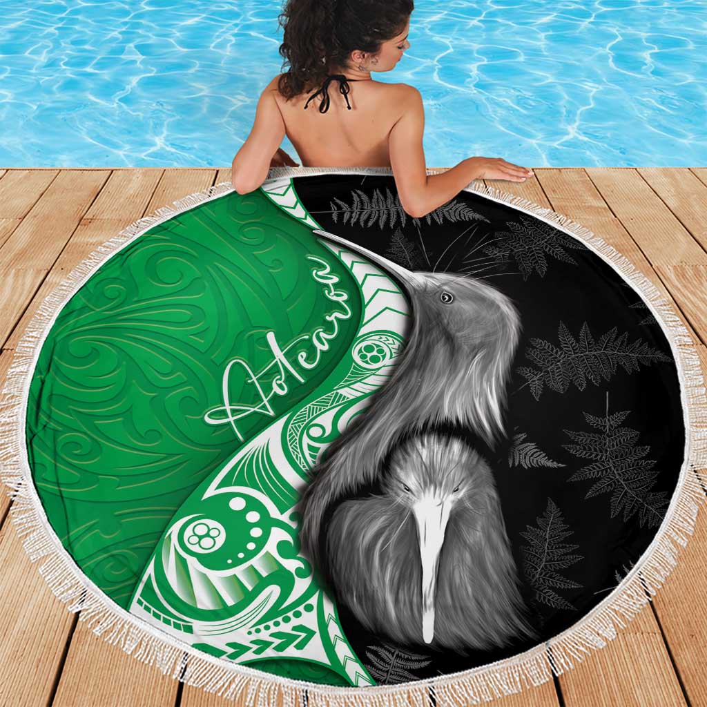 New Zealand Aotearoa Beach Blanket Kiwi Fern Maori Pattern Green Version LT05 - Polynesian Pride
