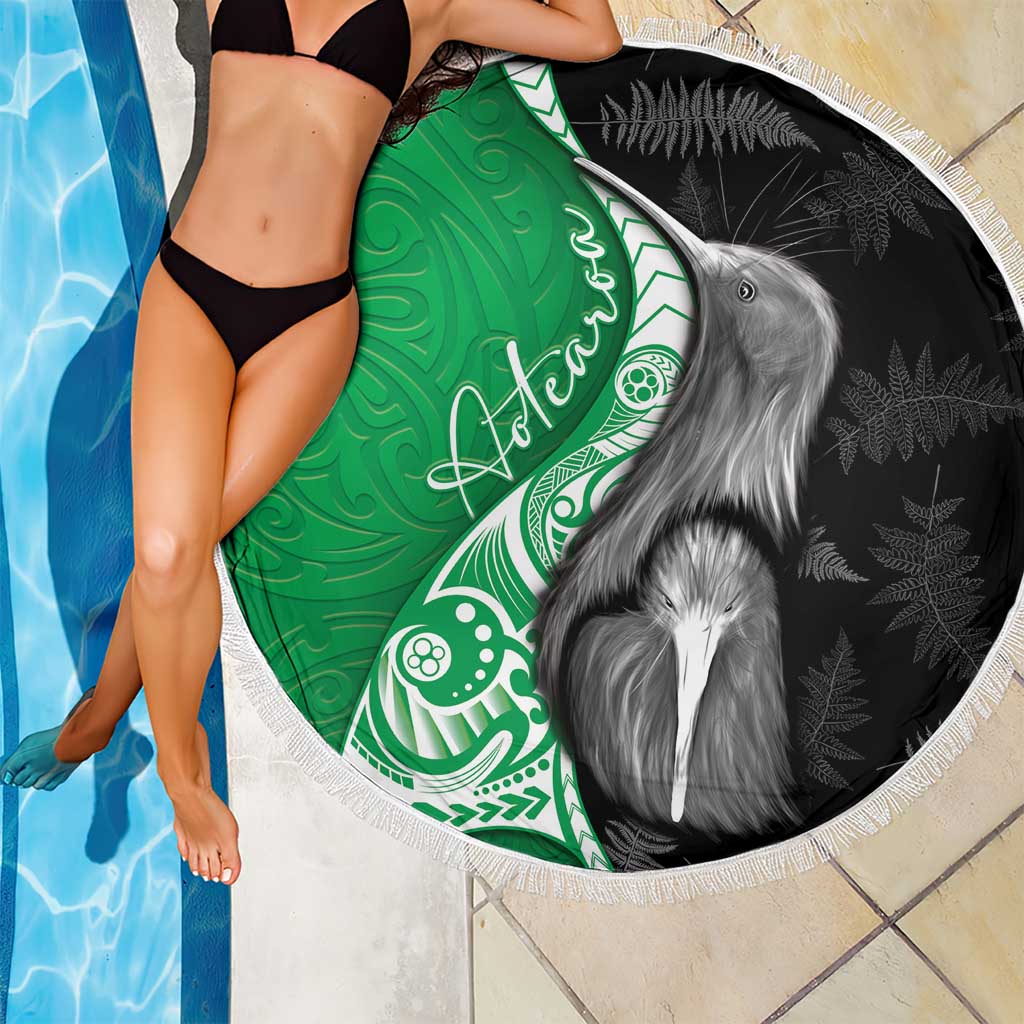 New Zealand Aotearoa Beach Blanket Kiwi Fern Maori Pattern Green Version LT05 - Polynesian Pride