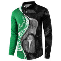 New Zealand Aotearoa Button Sweatshirt Kiwi Fern Maori Pattern Green Version LT05 - Polynesian Pride