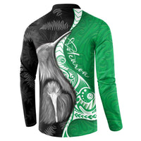 New Zealand Aotearoa Button Sweatshirt Kiwi Fern Maori Pattern Green Version LT05 - Polynesian Pride