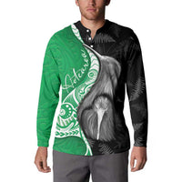 New Zealand Aotearoa Button Sweatshirt Kiwi Fern Maori Pattern Green Version LT05 - Polynesian Pride