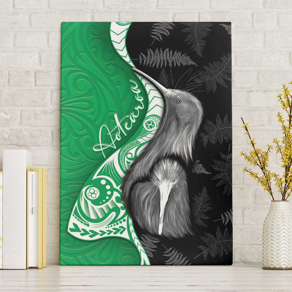 New Zealand Aotearoa Canvas Wall Art Kiwi Fern Maori Pattern Green Version LT05 Without Frame Green - Polynesian Pride