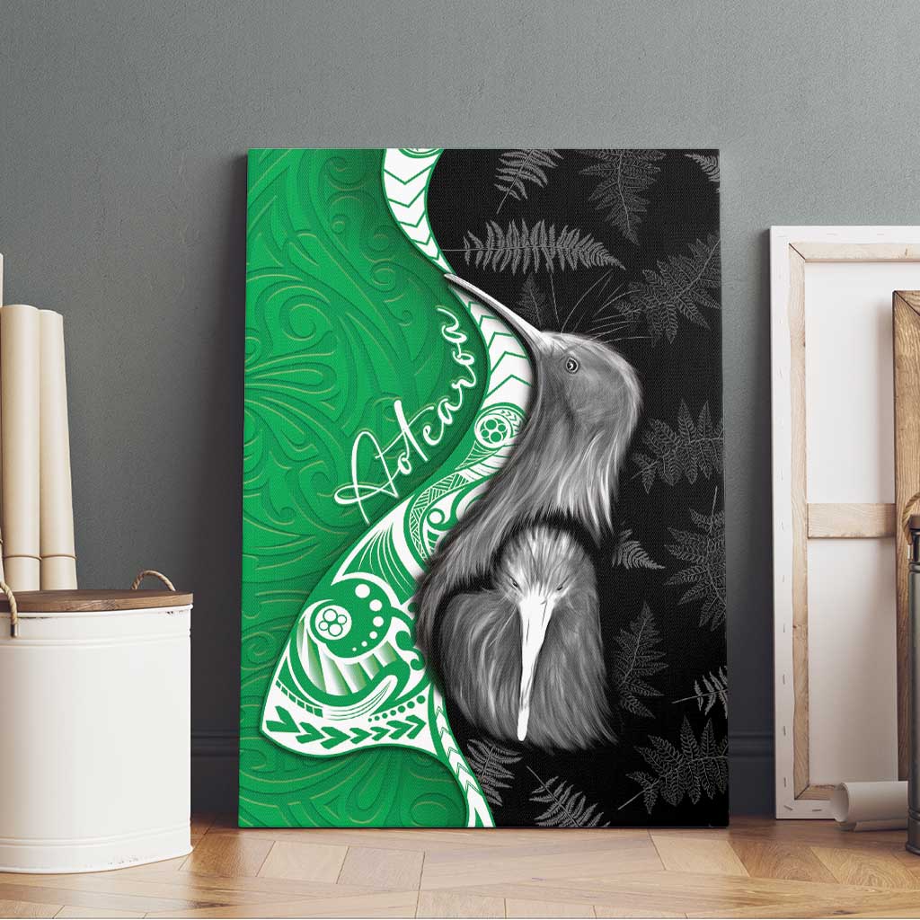 New Zealand Aotearoa Canvas Wall Art Kiwi Fern Maori Pattern Green Version LT05 - Polynesian Pride