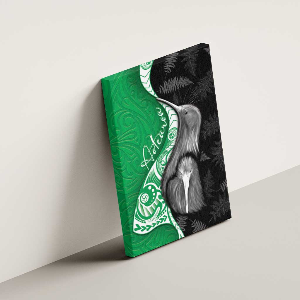 New Zealand Aotearoa Canvas Wall Art Kiwi Fern Maori Pattern Green Version LT05 - Polynesian Pride