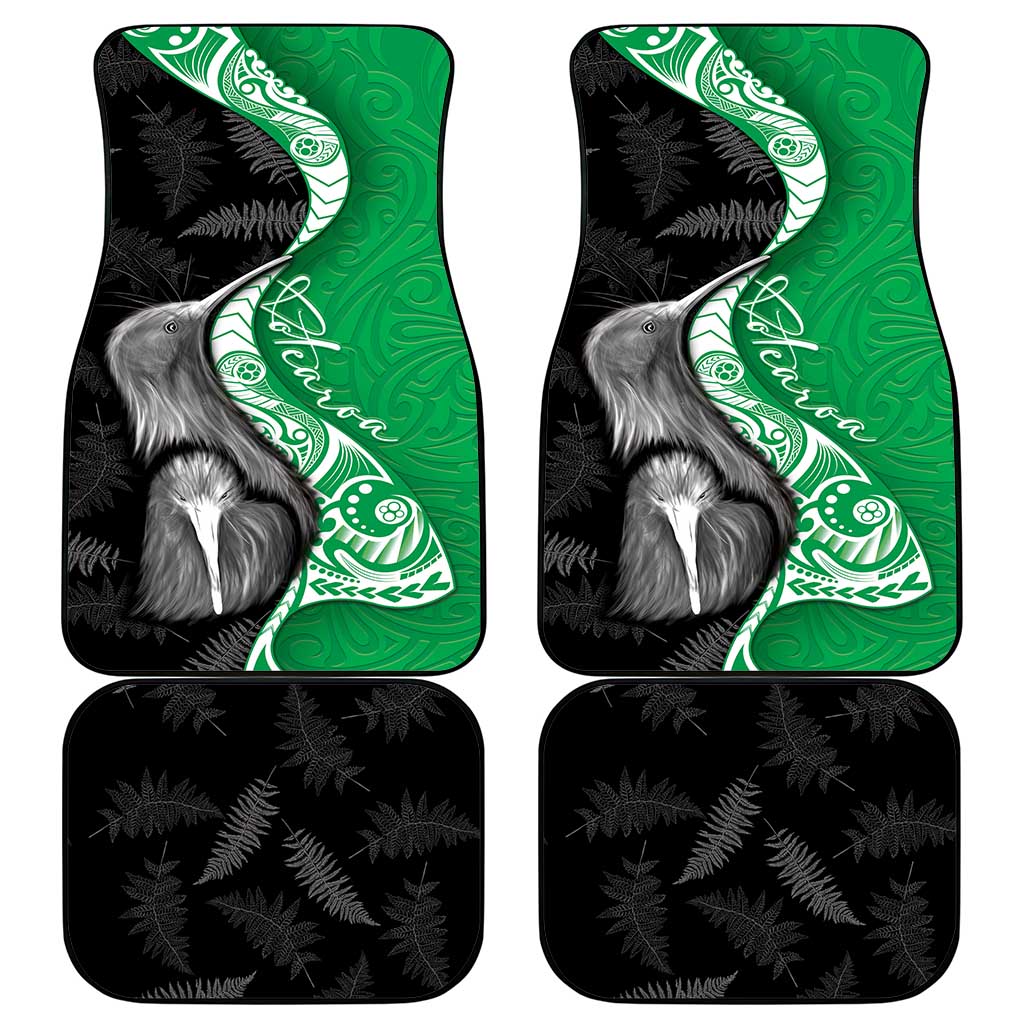 New Zealand Aotearoa Car Mats Kiwi Fern Maori Pattern Green Version LT05 - Polynesian Pride