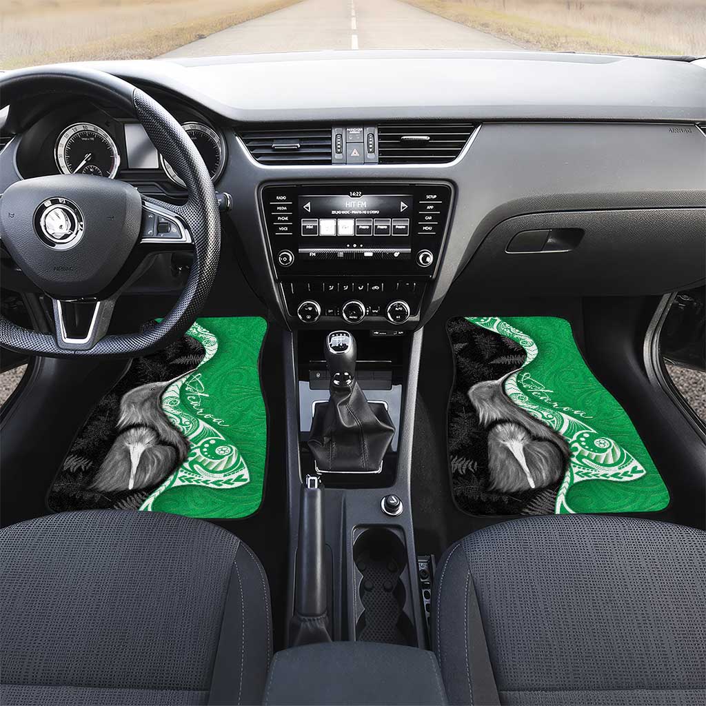 New Zealand Aotearoa Car Mats Kiwi Fern Maori Pattern Green Version LT05 Set 2pcs - Front Green - Polynesian Pride