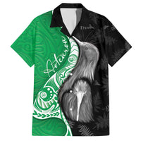 New Zealand Aotearoa Family Matching Off Shoulder Maxi Dress and Hawaiian Shirt Kiwi Fern Maori Pattern Green Version