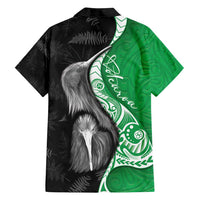 New Zealand Aotearoa Family Matching Off Shoulder Maxi Dress and Hawaiian Shirt Kiwi Fern Maori Pattern Green Version