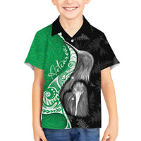 New Zealand Aotearoa Family Matching Summer Maxi Dress and Hawaiian Shirt Kiwi Fern Maori Pattern Green Version