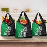 New Zealand Aotearoa Grocery Bag Kiwi Fern Maori Pattern Green Version LT05 3-pack One Size Green - Polynesian Pride