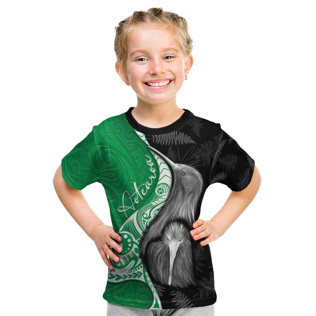 New Zealand Aotearoa Kid T Shirt Kiwi Fern Maori Pattern Green Version