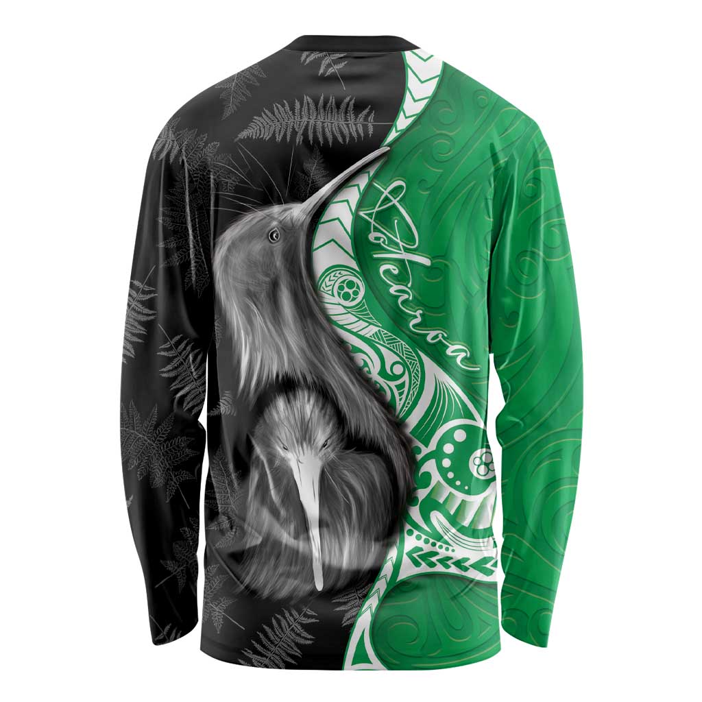 New Zealand Aotearoa Long Sleeve Shirt Kiwi Fern Maori Pattern Green Version LT05 - Polynesian Pride