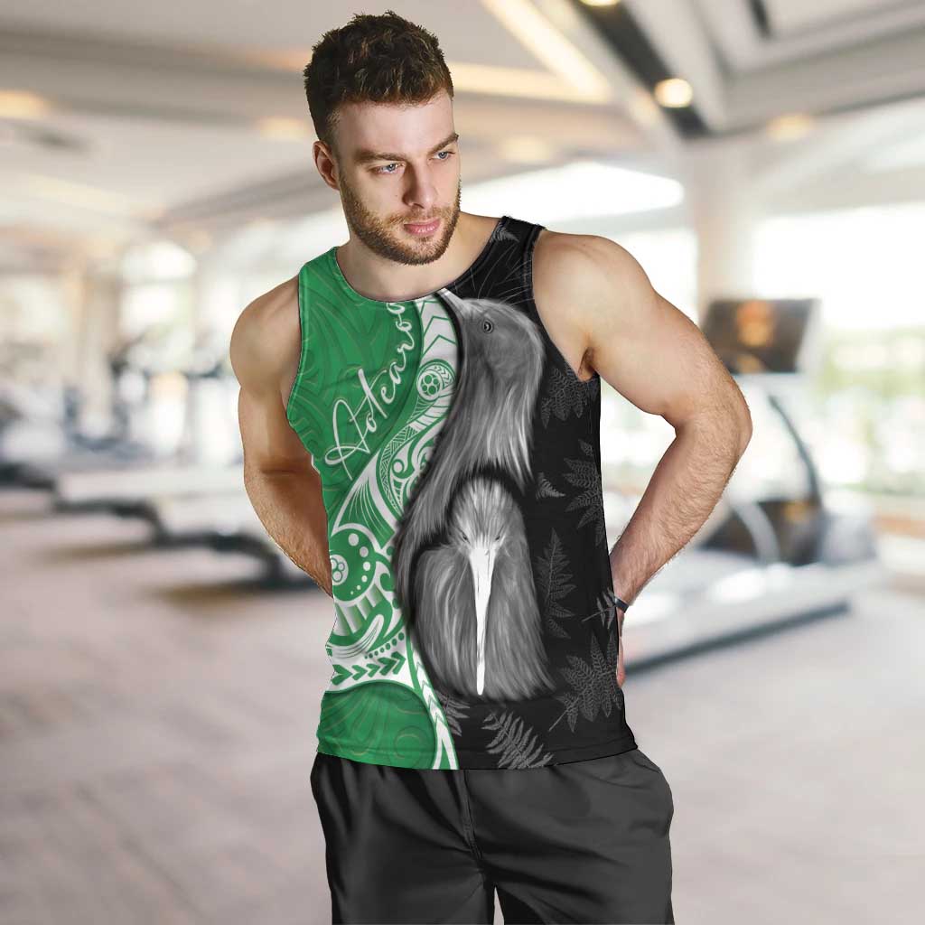 New Zealand Aotearoa Men Tank Top Kiwi Fern Maori Pattern Green Version LT05 Green - Polynesian Pride