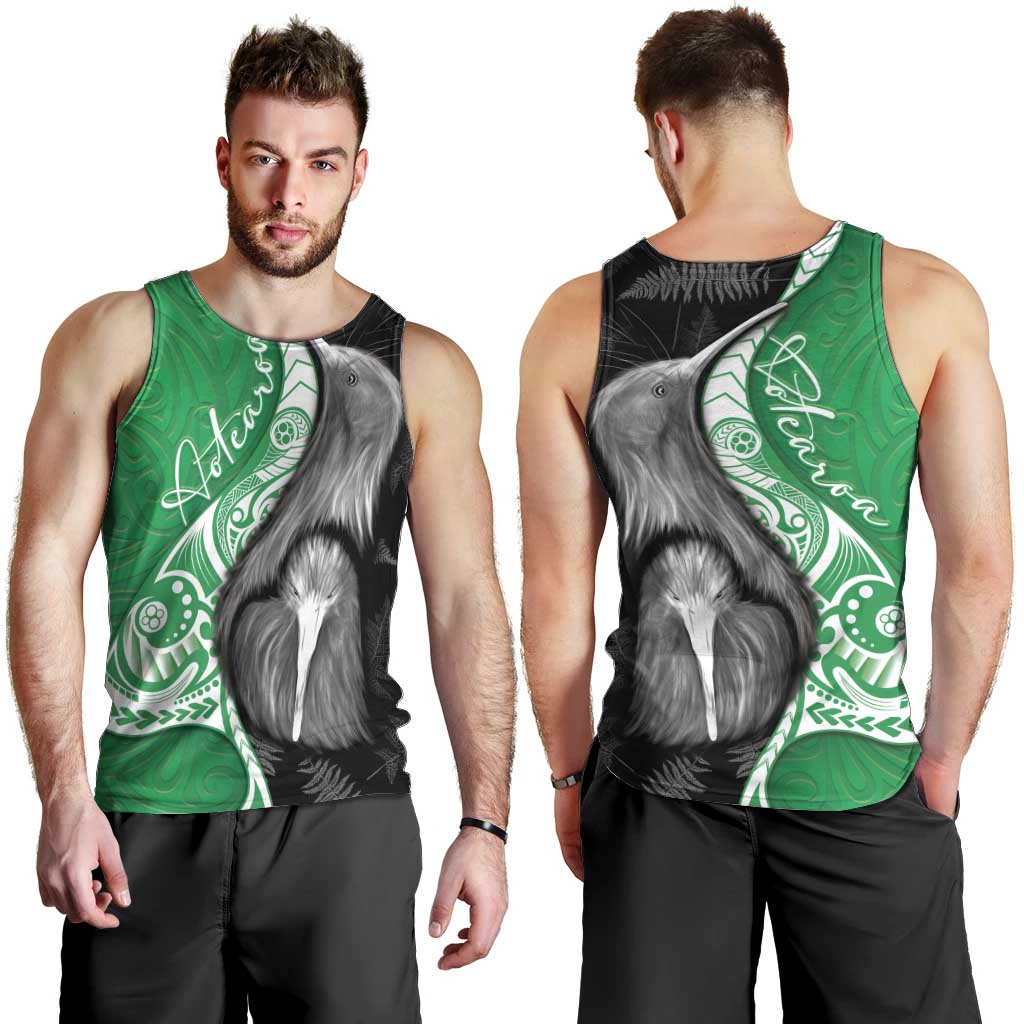 New Zealand Aotearoa Men Tank Top Kiwi Fern Maori Pattern Green Version LT05 - Polynesian Pride