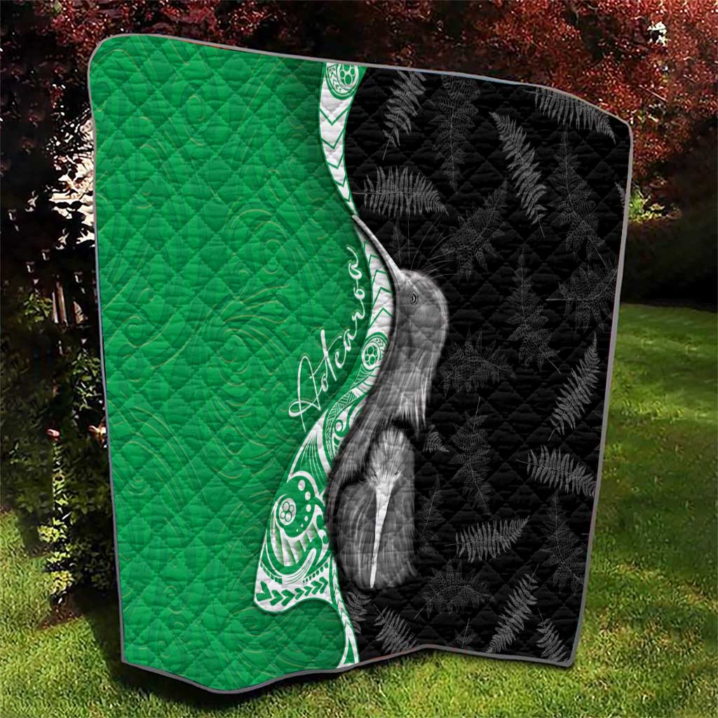 New Zealand Aotearoa Quilt Kiwi Fern Maori Pattern Green Version