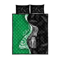 New Zealand Aotearoa Quilt Bed Set Kiwi Fern Maori Pattern Green Version