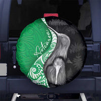 New Zealand Aotearoa Spare Tire Cover Kiwi Fern Maori Pattern Green Version