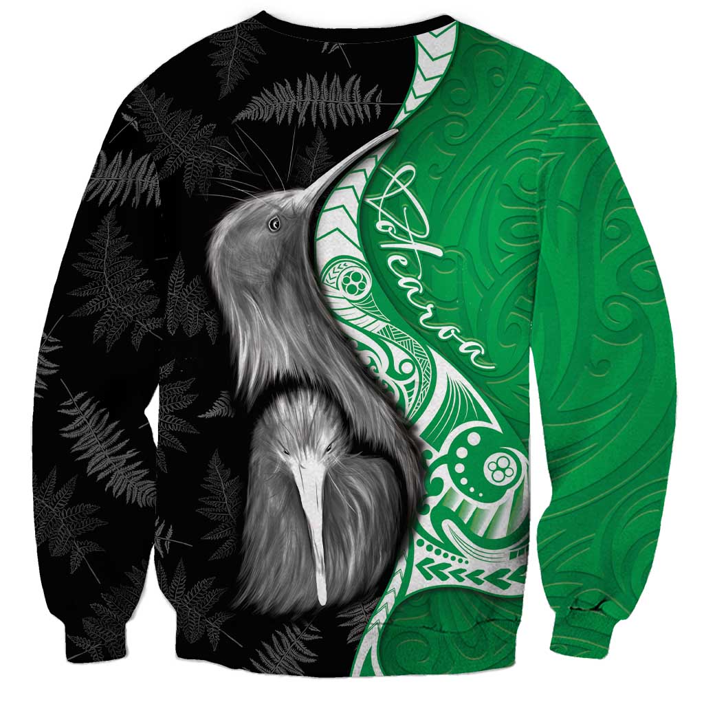 New Zealand Aotearoa Sweatshirt Kiwi Fern Maori Pattern Green Version LT05 - Polynesian Pride
