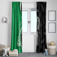 New Zealand Aotearoa Window Curtain Kiwi Fern Maori Pattern Green Version