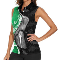 New Zealand Aotearoa Women Sleeveless Polo Shirt Kiwi Fern Maori Pattern Green Version