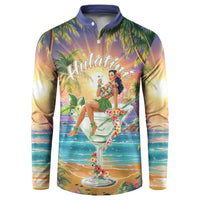 Aloha Hawaii Button Sweatshirt Hula Martini Tropical Vibes - Polynesian Pride