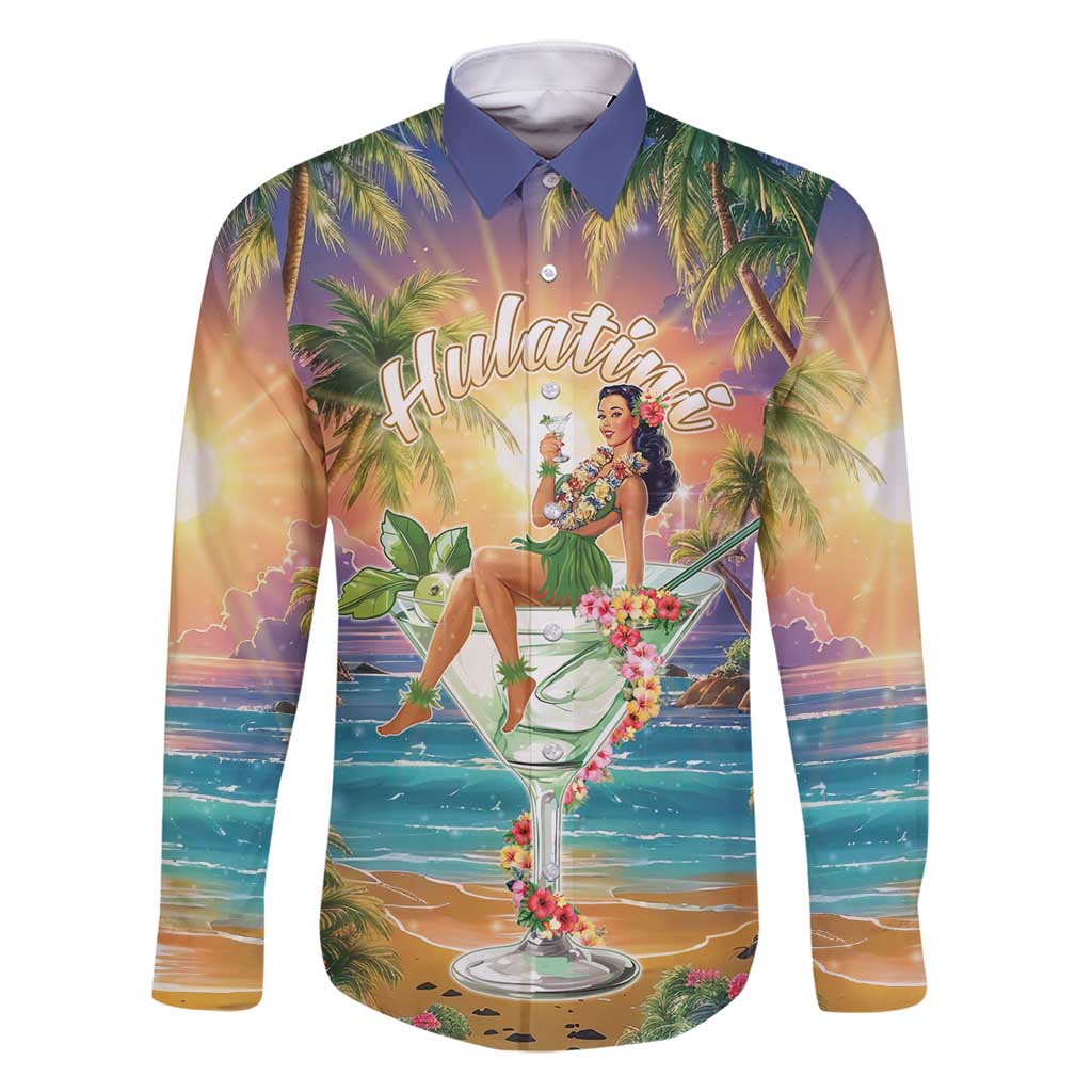 Aloha Hawaii Family Matching Mermaid Dress and Hawaiian Shirt Hula Martini Tropical Vibes LT05 Dad's Shirt - Long Sleeve Colorful - Polynesian Pride