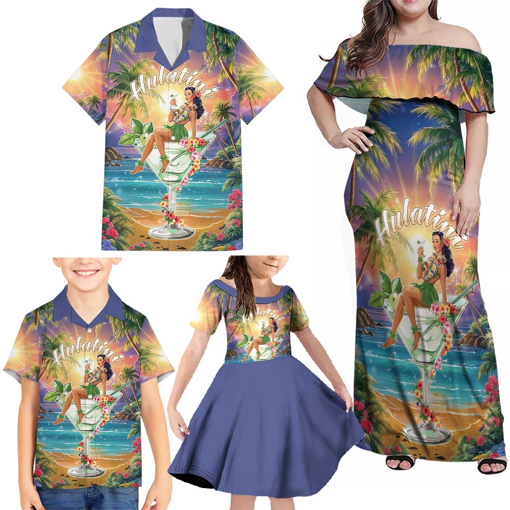 Aloha Hawaii Family Matching Off Shoulder Maxi Dress and Hawaiian Shirt Hula Martini Tropical Vibes LT05 - Polynesian Pride