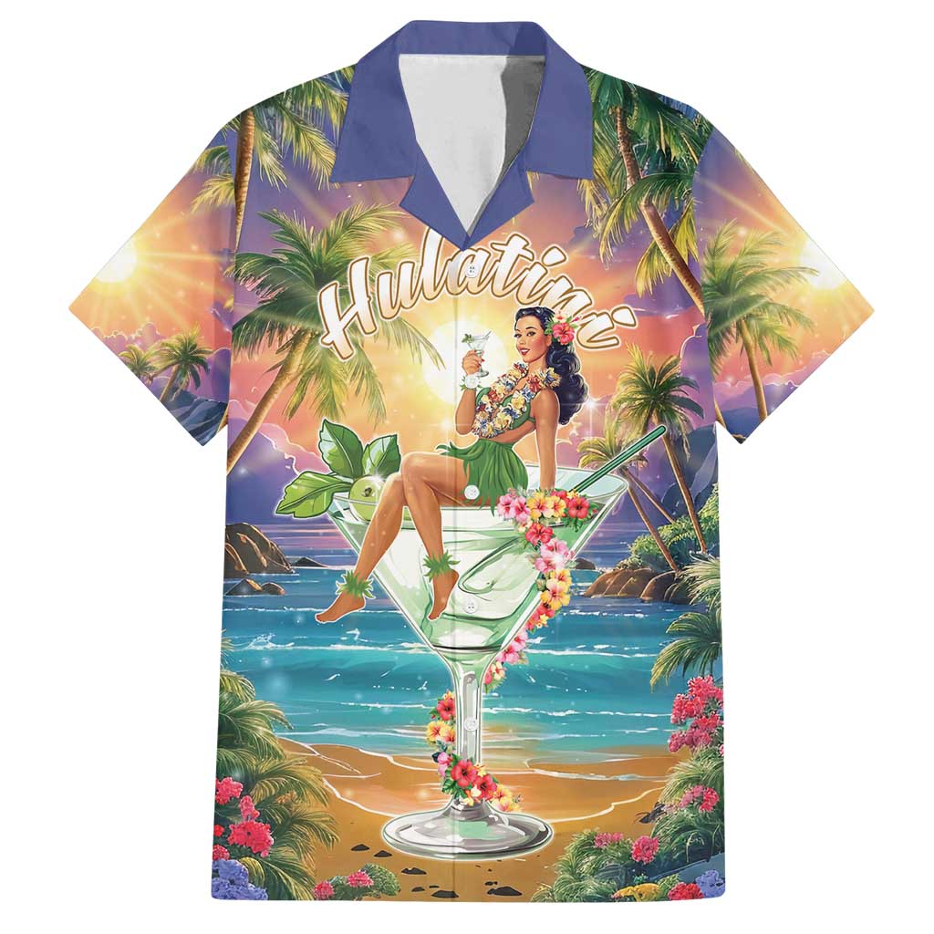 Aloha Hawaii Family Matching Off Shoulder Short Dress and Hawaiian Shirt Hula Martini Tropical Vibes LT05 Dad's Shirt - Short Sleeve Colorful - Polynesian Pride