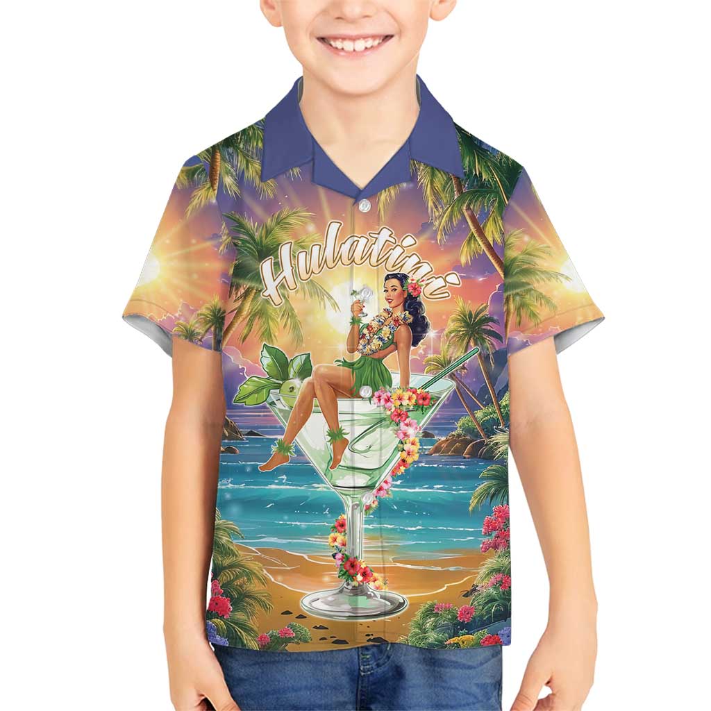 Aloha Hawaii Family Matching Puletasi and Hawaiian Shirt Hula Martini Tropical Vibes - Polynesian Pride