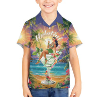 Aloha Hawaii Family Matching Puletasi and Hawaiian Shirt Hula Martini Tropical Vibes - Polynesian Pride