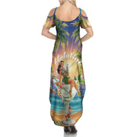 Aloha Hawaii Family Matching Summer Maxi Dress and Hawaiian Shirt Hula Martini Tropical Vibes LT05 - Polynesian Pride