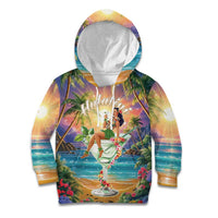 Aloha Hawaii Kid Hoodie Hula Martini Tropical Vibes - Polynesian Pride