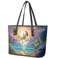 Aloha Hawaii Leather Tote Bag Hula Martini Tropical Vibes - Polynesian Pride